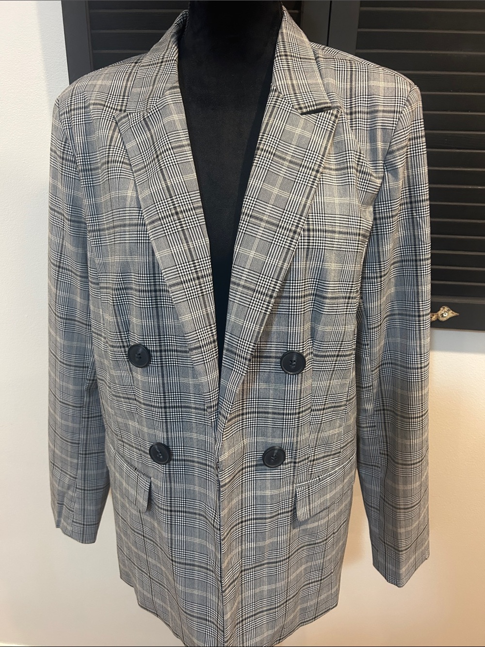 Liz Claiborne Gray Glen Plaid Double-Breasted Sport Coat